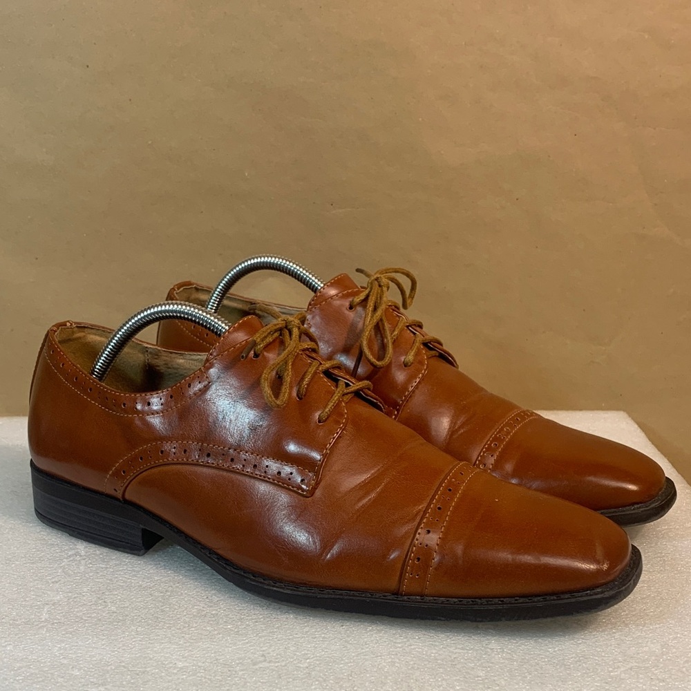Elegant Tan Leather Men's Oxfords Size 12